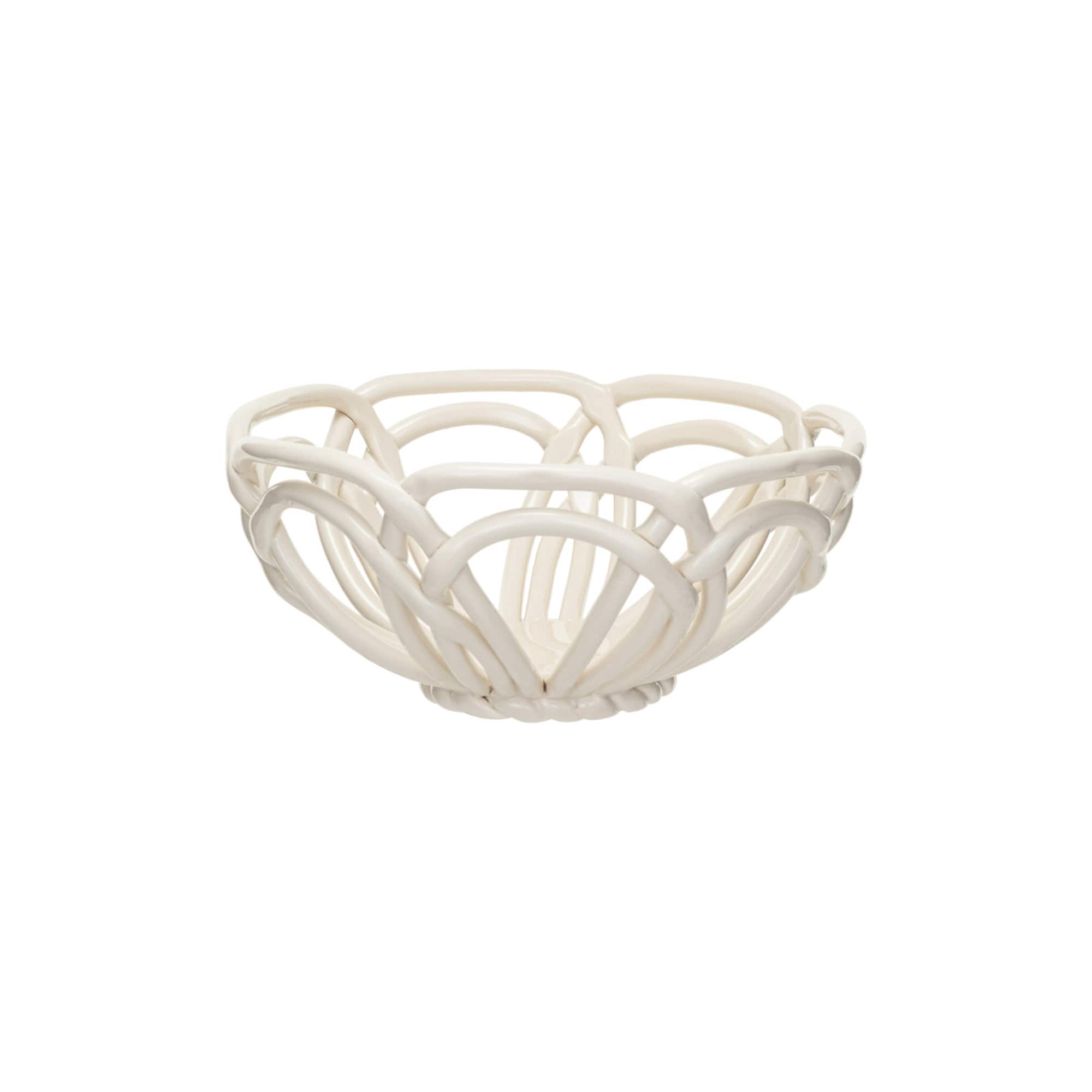 Hello Honey® 8.5" White Round Handmade Stoneware Bread Basket